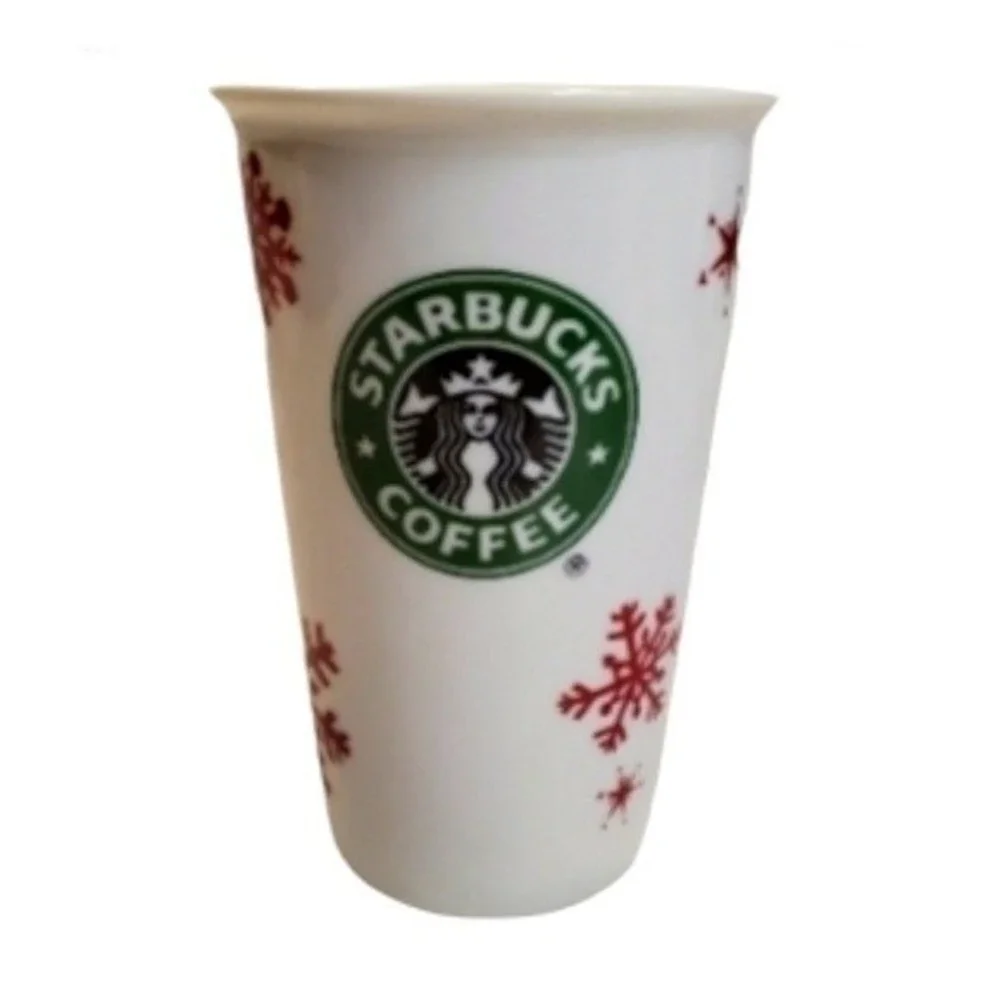 Starbucks Ceramic Porcelain Mug Cup Tumbler Christmas Snowflake